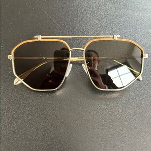 Alexander McQueen Gold and Brown Sunglasses